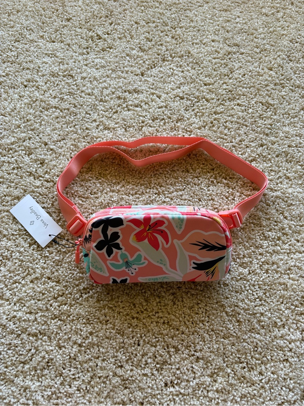 Vera Bradley Essential Mini Belt Bag Rain Forest Lily Coral Floral NWT